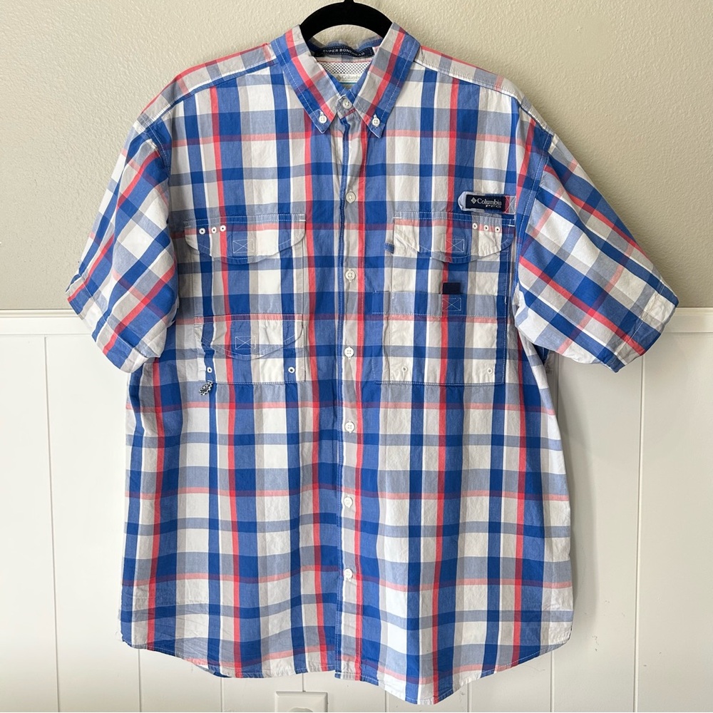 100% Cotton COLUMBIA Super Bonehead Men’s Vented PFG Short Sleeve Fishing Shirt
